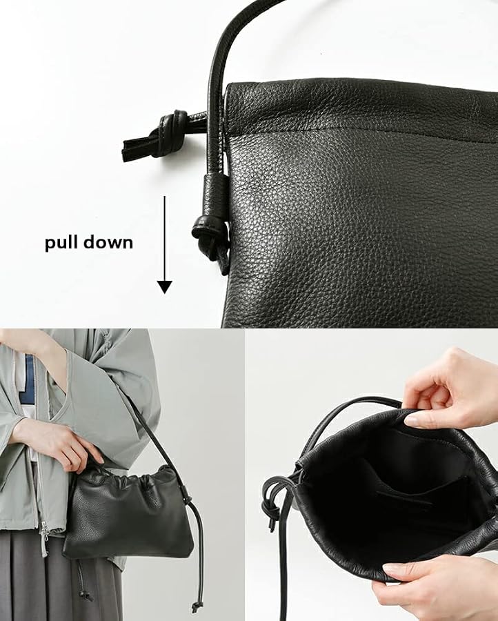 Amazon | [モルミルス] レザー巾着ショルダーバッグ one